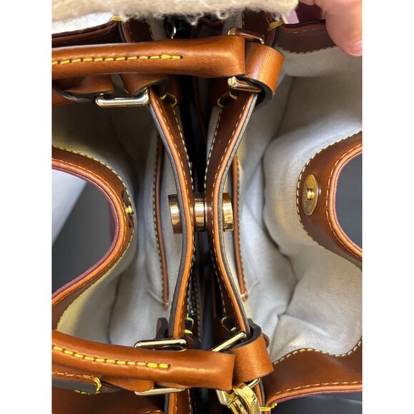 Dooney & Bourke Monogram Burgundy Leather Shoulder Bag With Adjustable Strap - Picture 10 of 10